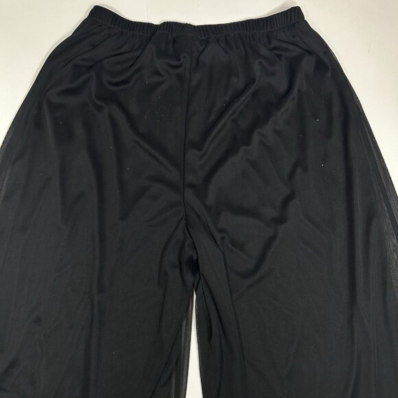 Dressbarn Collection Palazzo Pants Black Pull On Stretch Mesh Overlay Sz 14 / 16 - Picture 9 of 11